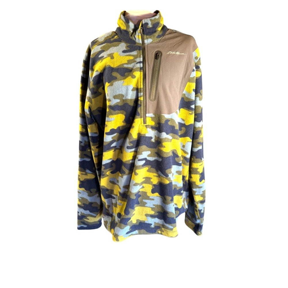 Eddie Baur 3/4 Zip Fleece Camouflage Shirt Men Size TL